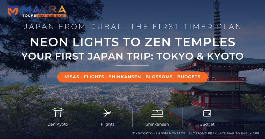 Chureito Pagoda and Mount Fuji - first Japan trip from Dubai guide 2026 covering Tokyo, Kyoto, visas and shinkansen by Mayra Tours
