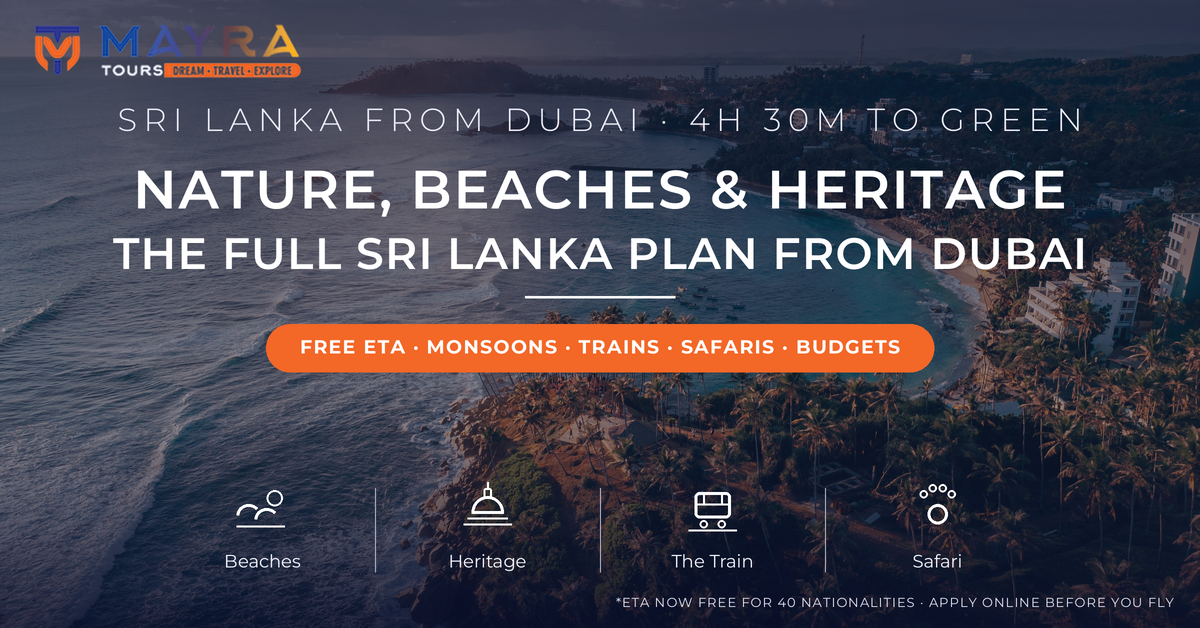 Aerial view of Mirissa beach and Coconut Tree Hill on Sri Lanka's south coast - Sri Lanka from Dubai guide 2026 with free ETA rules, beaches, heritage and safaris by Mayra Tours